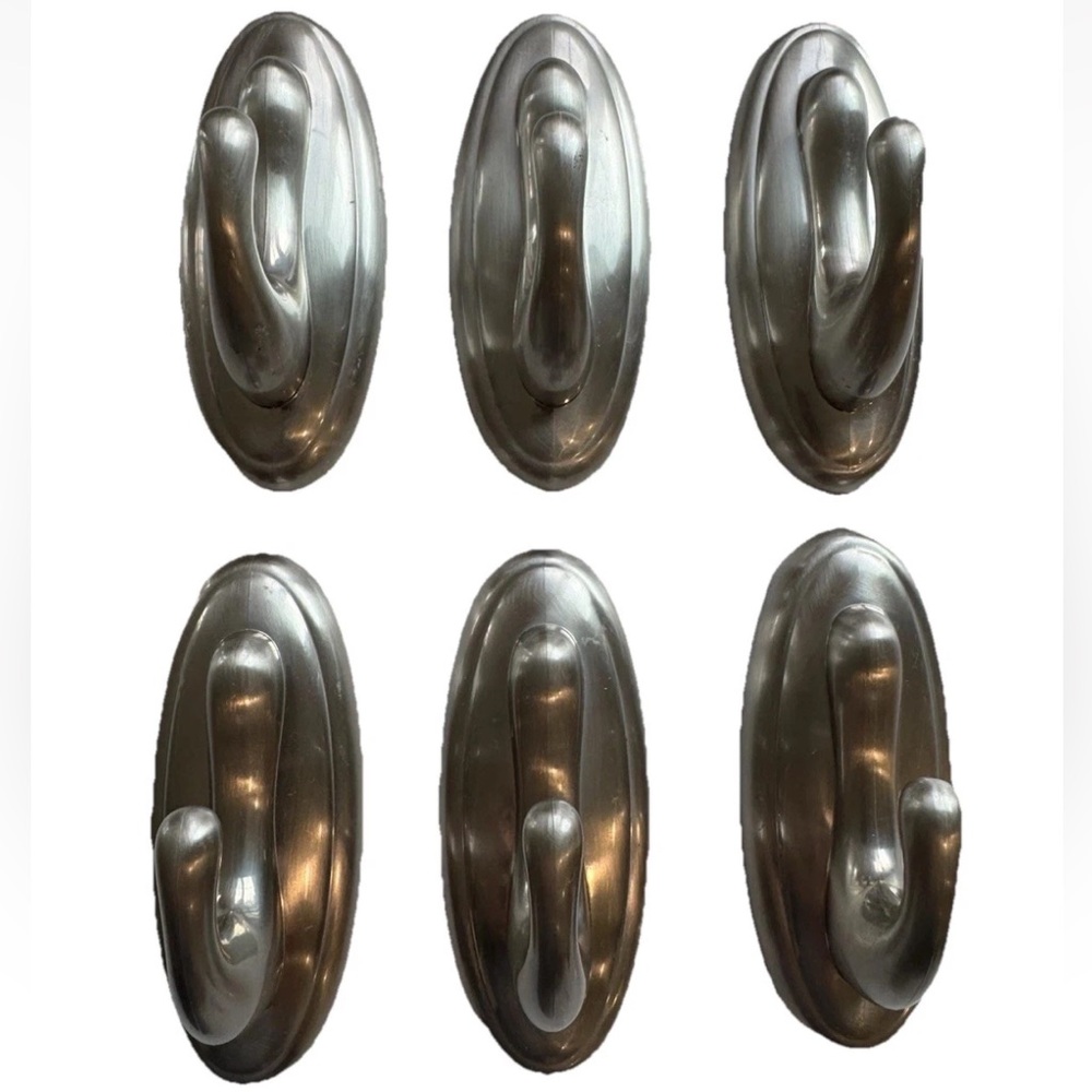 Lot Of 6x 3M Traditional Plastic Hook, Large, Brushed Nickel 17053BN *No Sticker